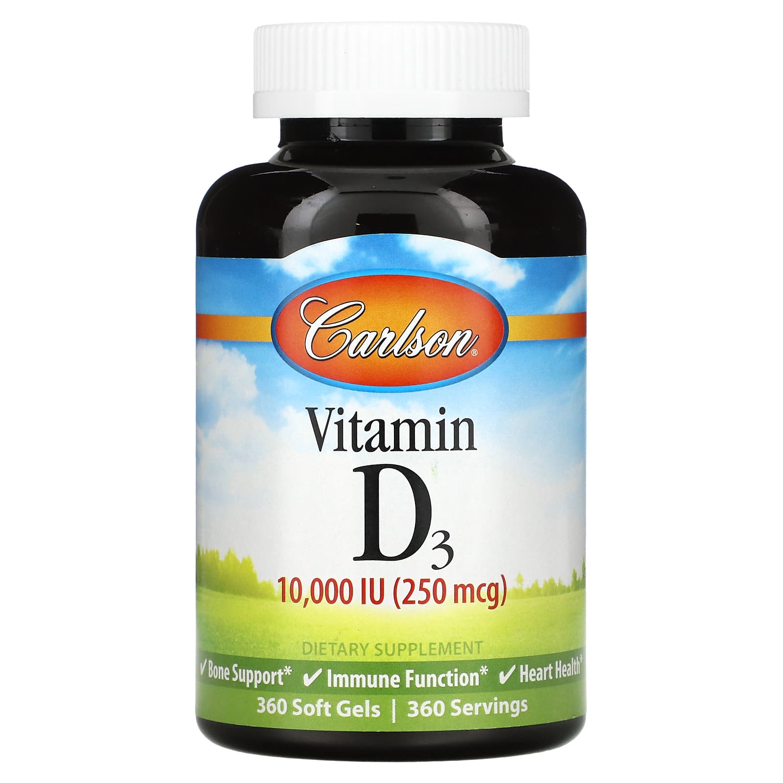 Carlson Labs, D3 10000IU, 360 Softgels UPC 088395142307 | HiLife Vitamins